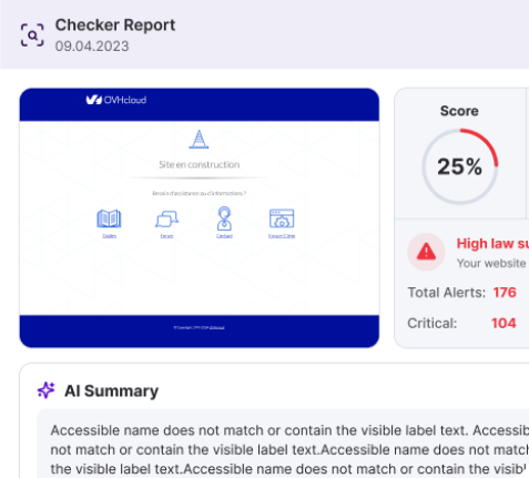 Pluro's web accessibility tool checker report